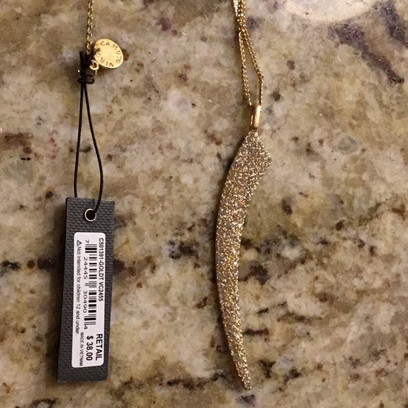 VinceCamuto gold long pave pendant necklace - Picture 11 of 12